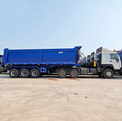 Semi-remorco idraulico a scarico posteriore da 60 tonnellate con carrello di atterraggio da 28 tonnellate