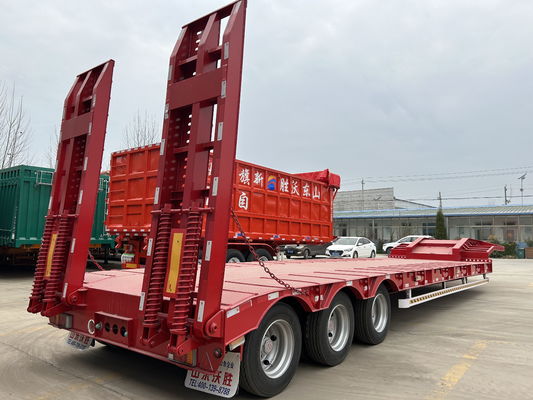 Acciaio 40-100TON Container Truck Trailer Gooseneck Low Loader Semi-trailer con 4 assi