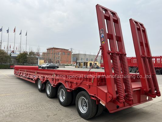 Suspensione meccanica 80 tonnellate 100 tonnellate semirimorchio a letto basso per il trasporto di macchine pesanti