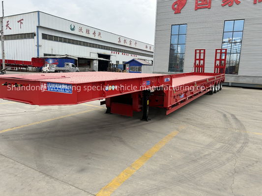 Suspensione meccanica 80 tonnellate 100 tonnellate semirimorchio a letto basso per il trasporto di macchine pesanti