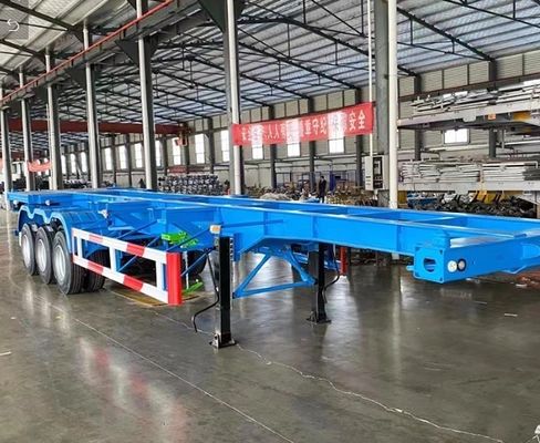 Funzione di trasporto 3 asse Semi-remolchio scheletrico blu per il trasporto di container da 40 piedi