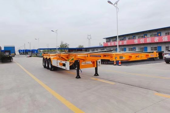 Top Ranking 3 Container Axe Skeleton Trailer con acciaio e 28ton/pc Landing Gear