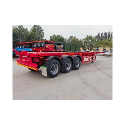 50T 3 Container a asse Semi-remorco scheletrico con 9,0-20 * 12pcs 90 Rim in rosso e giallo