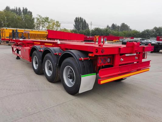 50T 3 Container a asse Semi-remorco scheletrico con 9,0-20 * 12pcs 90 Rim in rosso e giallo