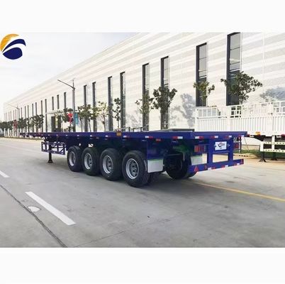 40ft Flatbed Trailer 3Axles 4Axles Flat Bed Container Truck Semi-trailer di Wosheng