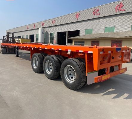 40ft Flatbed Trailer 3Axles 4Axles Flat Bed Container Truck Semi-trailer di Wosheng