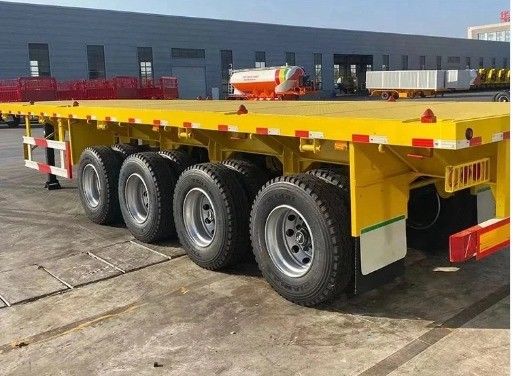 40ft Flatbed Trailer 3Axles 4Axles Flat Bed Container Truck Semi-trailer di Wosheng