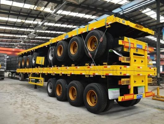 40ft Flatbed Trailer 3Axles 4Axles Flat Bed Container Truck Semi-trailer di Wosheng