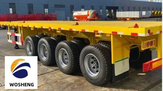 40-80 tonnellate Capacità semirimorchiato a letto piatto 3 4 assi 12R22.5 pneumatici Materiale in acciaio