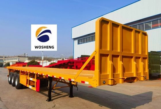 40-80 tonnellate Capacità semirimorchiato a letto piatto 3 4 assi 12R22.5 pneumatici Materiale in acciaio