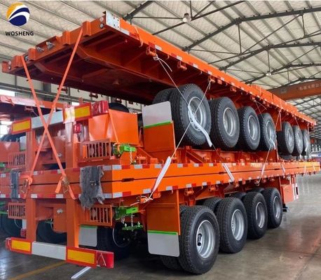 40ft Flatbed Trailer 3 Axle Container Truck con doppi pneumatici 12400*2610*1550mm di acciaio