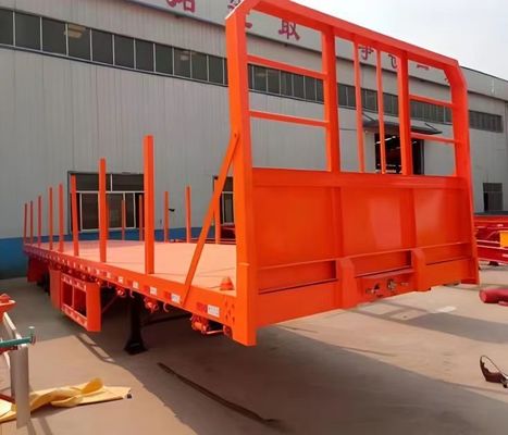 Piattaforma di trasporto di legname a tre assi semirimorchio a pianta piatta