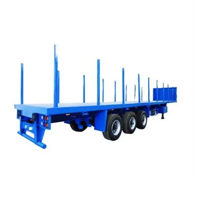 Q345b Fascio principale 3 assi 20ft 40ft Container Trasporto 60-100Tons Flat bed Flatbed Truck Semi-trailer