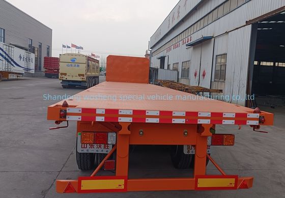 Q345b Fascio principale 3 assi 20ft 40ft Container Trasporto 60-100Tons Flat bed Flatbed Truck Semi-trailer