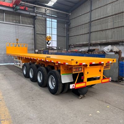 Q345b Fascio principale 3 assi 20ft 40ft Container Trasporto 60-100Tons Flat bed Flatbed Truck Semi-trailer