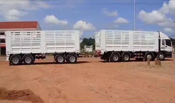40-100 tonnellate di materiale in acciaio Bar di trazione Recinzione Full trailer con sistema di sospensione meccanica