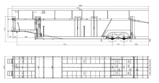 Trasporti di autoveicoli semirimorchio 1 unità di attrezzatura di atterraggio per il trasporto di camion rimorchio