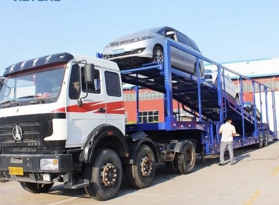 Semi-rimorchio con 2 o 3 assi, trasportatore di auto in acciaio, trasportatore idraulico con pneumatici 12R22.5